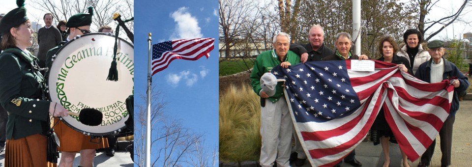 Flag raising at the Irish Memorial