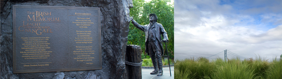 Close up of the Irish Memorial