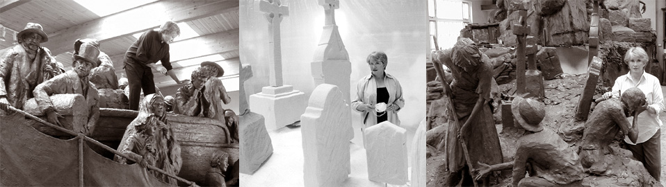 The artist, Glenna Goodacre, at work